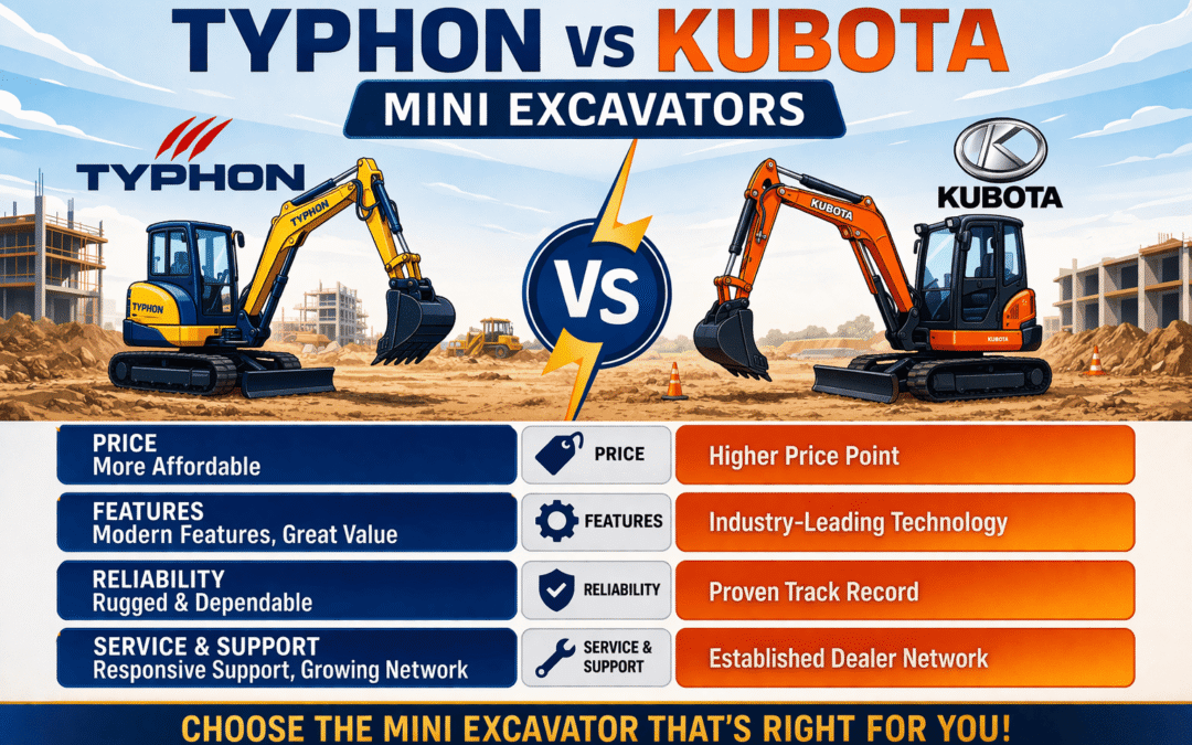 Typhon vs Kubota Mini Excavators: Features, Pricing & Best Use Cases